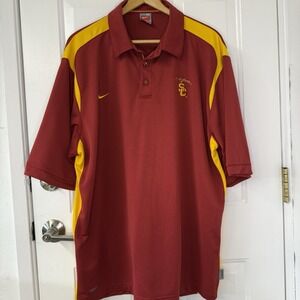 Vintage USC Trojans Nike Polo‎ Mens Size XL Dri-Fit Shirt Logo Football 90s Y2K